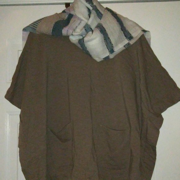 J. Jill Tops - J.Jill Pure Jill Driftwood Heather Poncho pockets XSP w. J.Jill scarf included